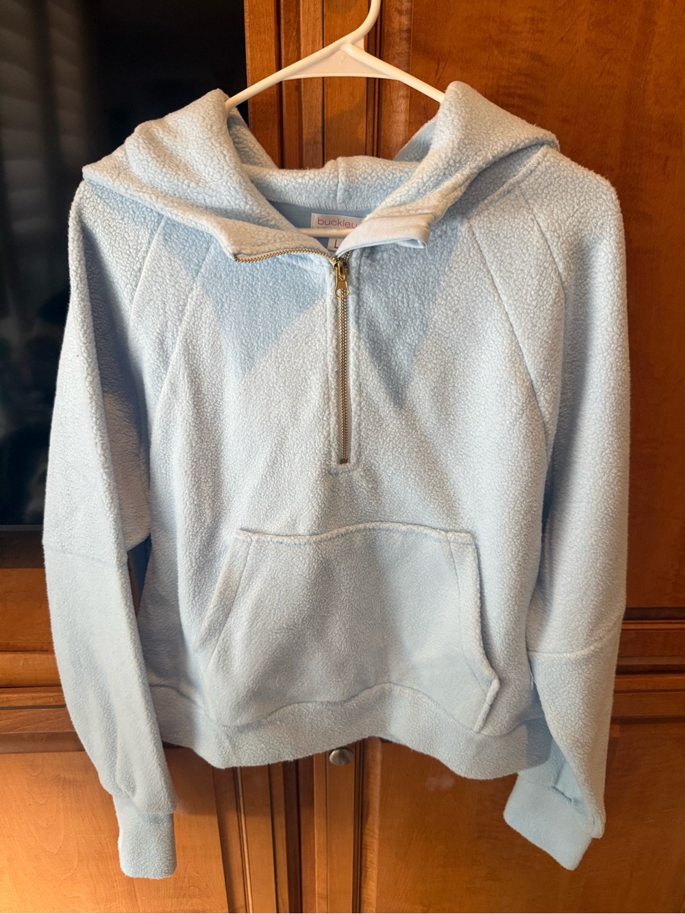 Buckley Light Blue Fleece Half-Zip Hoodie Sweatshirt